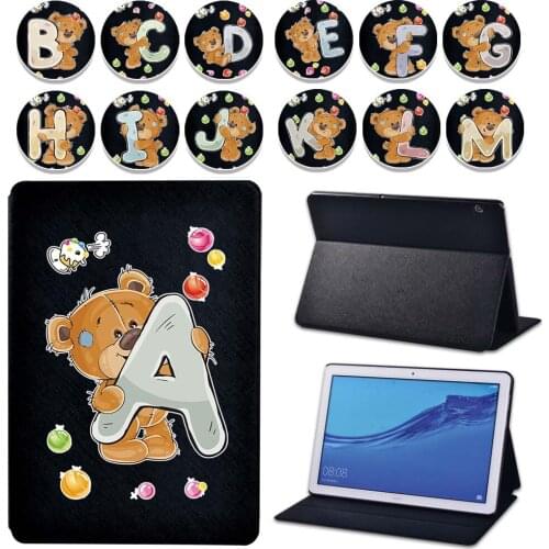 Printed Initial 26 Letters Tablet Cover Case For Huawei MediaPad T5 10/MediaPad T3 10 9.6/MediaPad T3 8.0/M5 Lite/M5 10.8"Tablet