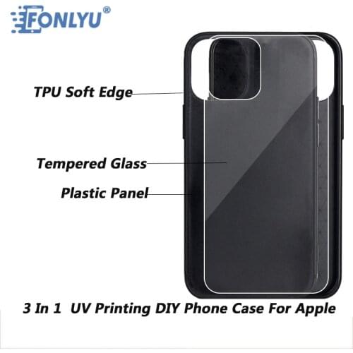 Blank Phone Case TPU Cover With Glass For iPhone 12 12ProMax 11 XR XS SE2020 UV Printer DIY Printing Photo Style Customized