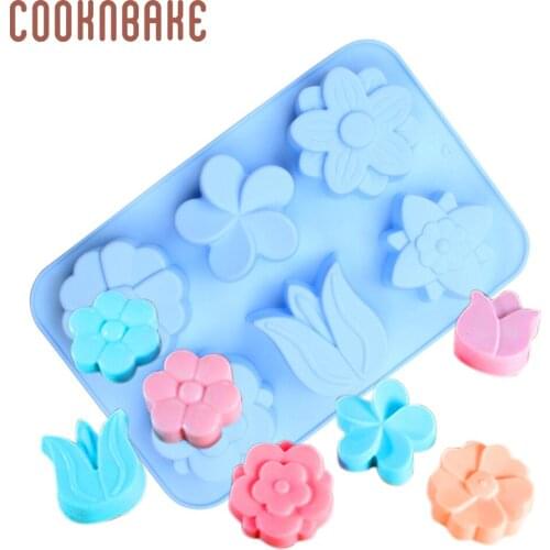 COOKNBAKE flower Silicone Cake Mold Handmade Soap Resin Tool 6 cavity cake bread Pastry Bakeware DIY cake decoration