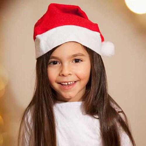 Merry Christmas Hat Adult Children kids Christmas Cap Red Non-woven Cloth Hat For Santa Claus Costume Christmas Decoration gift