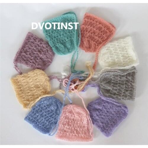 Dvotinst Newborn Baby Photography Props Crochet Knit Mohair Hat Fotografia 9 Colors Infantil Studio Shooting Photo Shower Gift