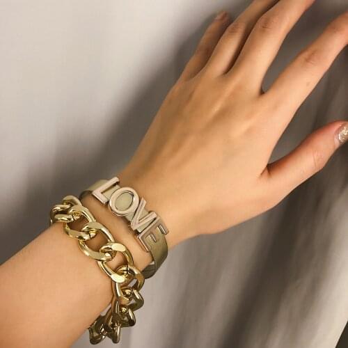 European and American cross-border jewelry exaggerated chain jewelry female letter simple combination set bracelet