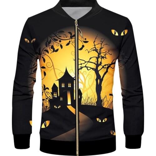 IFPD EU/US Size Zipper Jacket Nightmare Before Christmas Halloween Castle Men/Women 3D Printed Spring Autumn Coats Plus Size