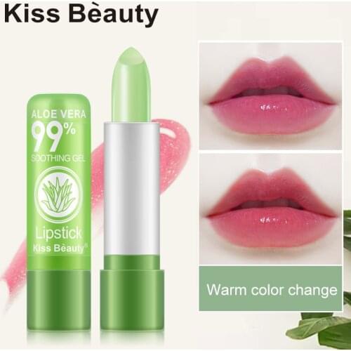 Temperature Change Color Aloe Vera Gel Lipstick Green Natural Jelly Lipstick Long Lasting Temperature Change Lip Makeup TSLM2