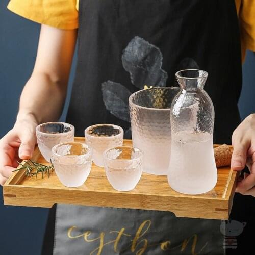 Creative Classic Glass Hip Flask Set Handmade Japanese Style Household Sake Pot Light Luxury Flasque Alcool Drinkware EJ50HF