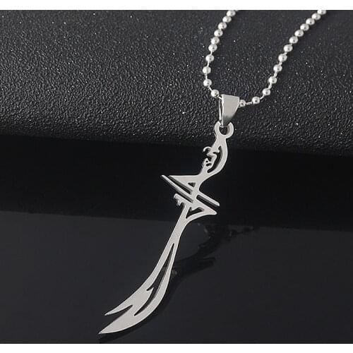 Muslim Zulfiqar Imam Ali Sword Necklaces Stainless Steel Pendant Necklace for Women Men Religious Jewlery Gift