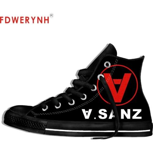 Mens Canvas Casual Shoes ALEJANDRO SANZ Band All Nite Party Official Band Customize Pattern Color Lace-up Leisure Flats Shoe