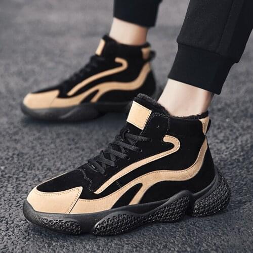 Mens Casual ShoesAutumn and Winter Honeycomb High-top Plus Cotton Outdoor Sports Casual Shoes Tide Mens Fashion Sneakers