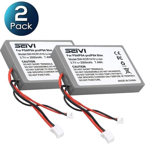 2x 2000mAh Battery Pack Replacement for Sony PS4 Pro Slim Bluetooth DualShock Controller Second Generation CUH-ZCT2 or CUH-ZCT2U