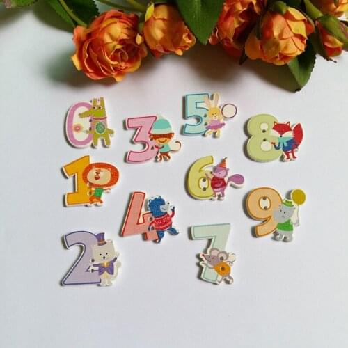 Numeral 0-9 Scrapbooking Buttons Wooden Buttons for Craft Accessories 60Pcs 2 Holes Mixed Decorative Scrapbooking Scrapbooking