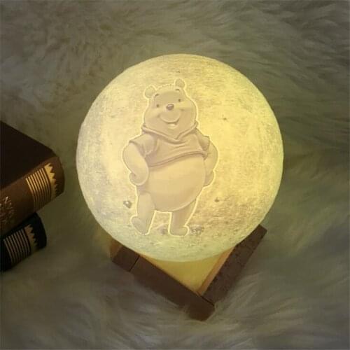 Disney Winnie The Pooh 3D Print Night Light LED Home Decoration Lamp Bedroom Decor Cute Lampara Winnie Bear Creative Moon Lights