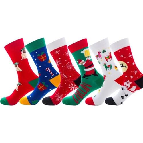 Womens Socks Happy Christmas Gift Original Socks Men Elk Santa Happy Socks Red Green 100% Cotton Colorful Individualty Unisex