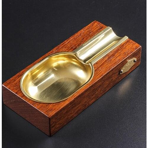 New 1pcs Wooden Cigar Ashtray Ash tray Metal Cigarettes AshtrayMens Gadgets Cigar Accessories JF-072