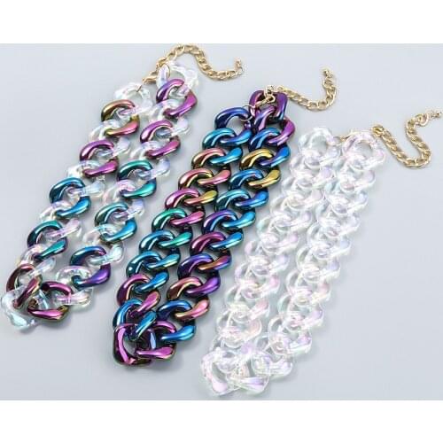 Boho Large Thick Chunky Chain Choker Necklaces Colors Womens Massive Statement Jewelry Big Acrylic Resin Chain Necklace