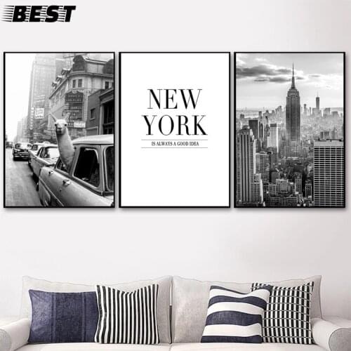 Poster preto e branco nova iorque cidade arte da parede rua paisagem quadros em tela cartazes e impressões imagem para sala de e