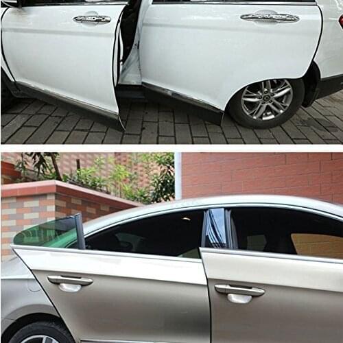 Carbon Fiber Rubber Moulding Strip Soft Black Trim Strip DIY Door Sill Protector Edge Guard Car Stickers Car Styling 5M