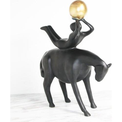 Modern simple new Chinese horse herder ornaments sculpture model house sales office study living room soft decorations
