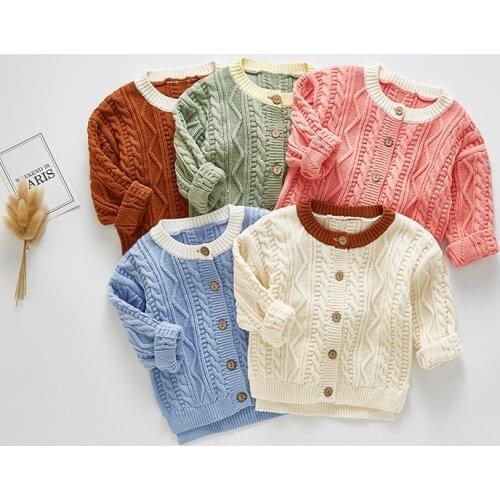0-24M baby girls sweater autumn winter cotton knitted long sleeve cardigans infant baby tops children jackets coat outwear jas