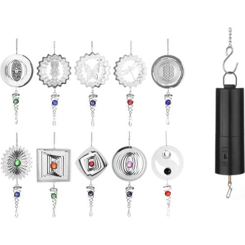 Silent Stereo Rotating Wind Chime Spinner Motor Hanging Ornament Decor Mirror