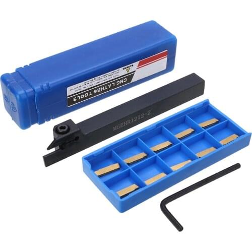 MGEHR1212-2 Parting Grooving Cut Off Blade Tool Holder Lathe Turning Tool Holder + Hardness 10pcs Carbide Inserts and L Wrench