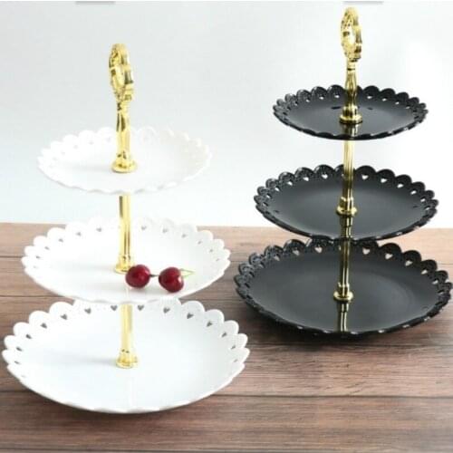 Three Layer Cake Fruit Vegetable Dessert Rack Celebration Party Wedding Display Cake Plate Stand Baking Supplie