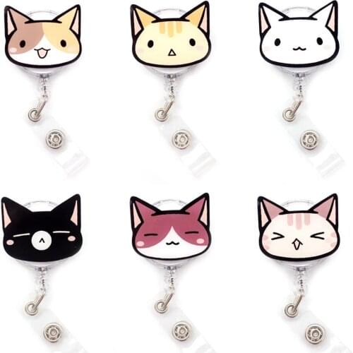 My Own Model 6 Color Cute Cat Retractable Badge Holder Reel Exhibition Enfermera Student Boy Name Card Girl Use Chest Card