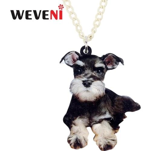WEVENI Acrylic German Schnauzer Dog Necklace Pendant Choker Cute Animal Jewelry For Women Girls Pet Lovers Gift Accessories New
