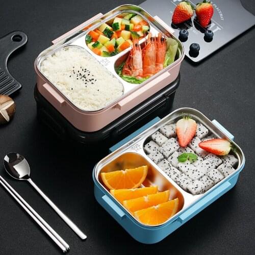 Japanese Kids Lunch Box 304 stainless steel Bento Lunch Box With Compartment Tableware Microwave Food Container Box