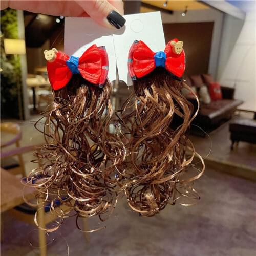 Bowknot Wig Hair Clip Fashion Baby Girl Cute Curly Hair Children Wig Variety Accessories Princess Hairpin Party Hair Accessories