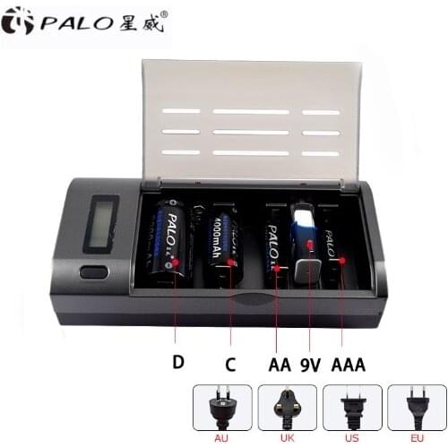 PALO New-type Fast Charger C906w High Quality Environmentally Black Charger For AA AAA C D 9v nimh nicd Rechargeable Batteries
