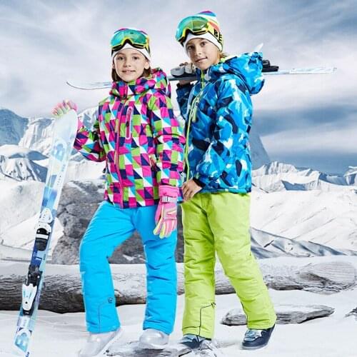 Winter Sport Kids Boy Snow Suit Outdoor Hooded Warm Baby Girls Ski Sets Waterproof Children Clothing Outfits Teenager Tracksuits