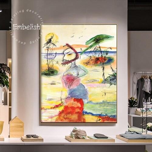 1 Pieces Abstract Wall Art Pictures For Living Room Woman Walking Along The Beach Home Decor Posters HD Canvas Oil Paintings