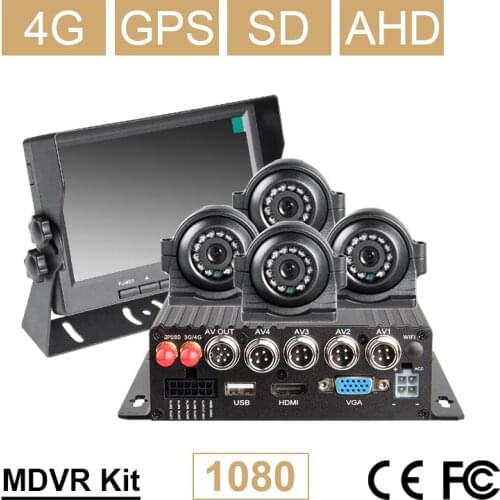 4CH Video/Audio Input Real Time Surveillance 3G GPS Positing 265G SD Storage Car Mobile Dvr With 4Pcs Bus 2.0MP Camera