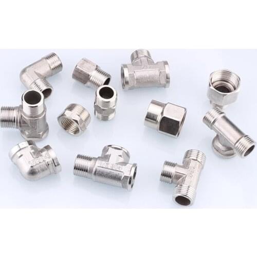 6@# 1/2" 3/4"kitchen Female Male Thread Tee Practical Stainless Steel Elbow Butt Joint Adapter Adapter Coupler Plumbing Fitting