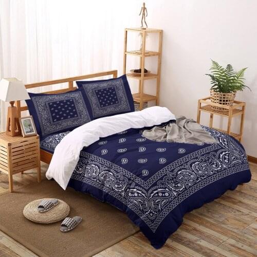 Bandana Navy Blue Duvet Cover King Size Queen Size Quilt Cover Set Bedclothes Comforter Single Bedding