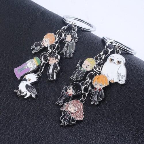 Harried character figure keychain potter pendant keyring men woman car key holder Decoration accessories birthday gift toy