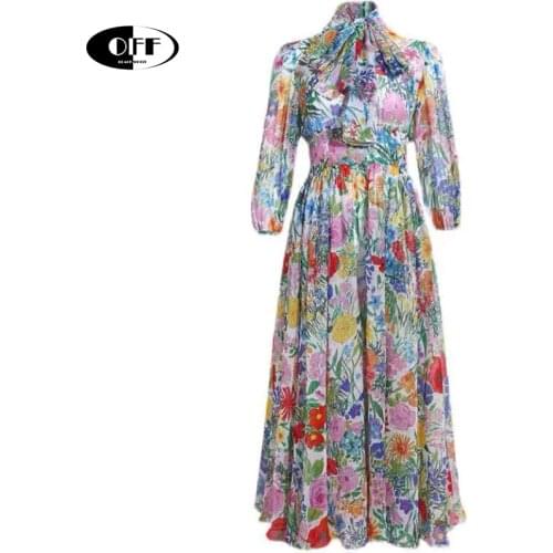 Designer runway beach chic zevity summer dresses light with floral pattern basic party vacation dresses women festival clothing