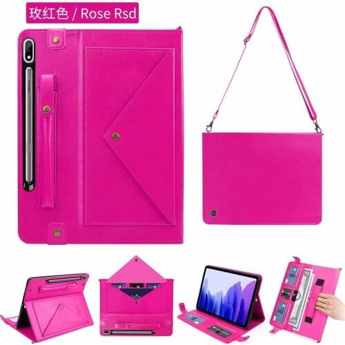 For Samsung Galaxy Tab S7 tabS7 T870 T875 T876B PU Leather Shockproof TPU Cover Card Wallet Stand Shoulder Strap Tablet Case