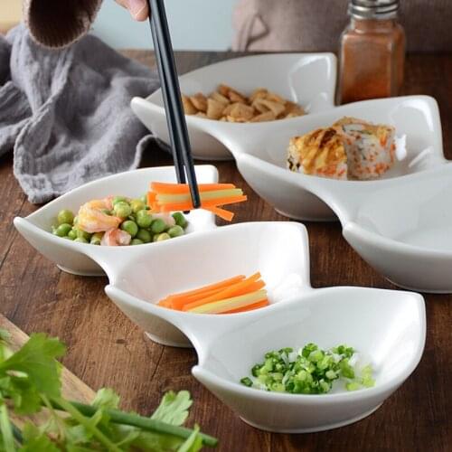 Western food hotel ceramic compartment bowl hot pot multi-grid seasoning dishes creative tableware salad Japanese pudding desser