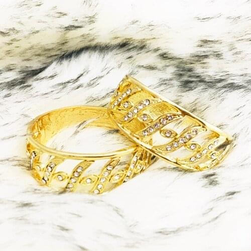 Ethiopian Dubai CrystalTrendy Wedding Bangles for Women Arab African Gold Color Bracelet Jewelry Middle East Gifts