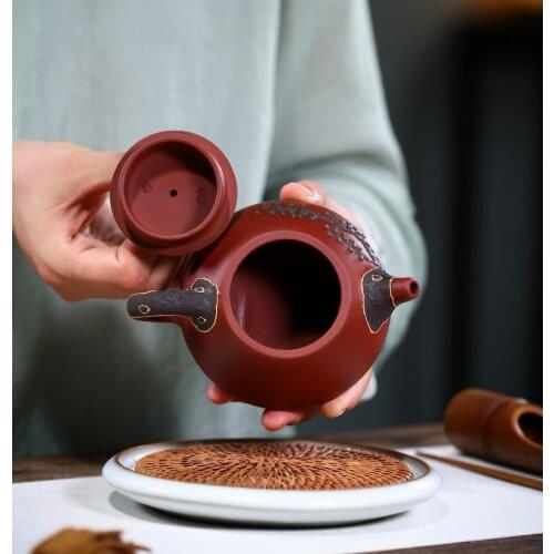 China Song Zhen Shi Piao Kettle Ceramic Teapot For Tea Puer Oolong Tea Set Handmade