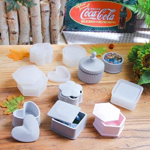 Storage Box Silicone Mold Plum blossom Round Heart-shaped Hexagonal Box Design Diy Aroma Plaster Epoxy Concrete Mold