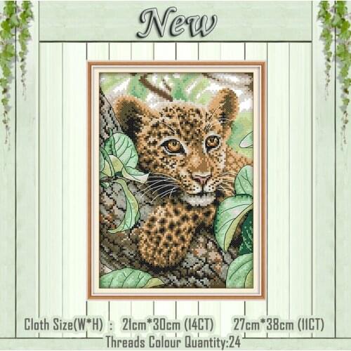 Leopard animal diy home decor painting Cross Stitch DMC chinese 14CT 11CT Counted print on canvas Embroidery set Needlework kits