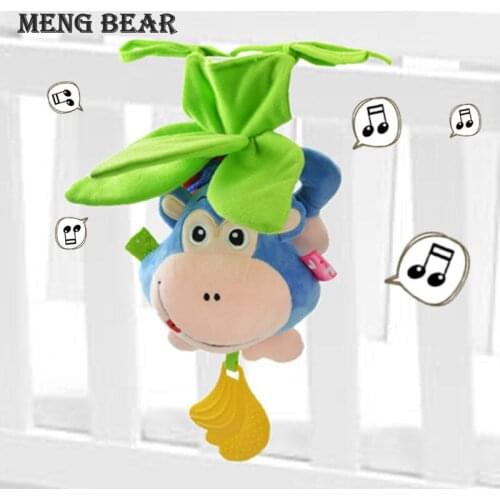 Meng Bear Baby Toys 0-12 Months Plush Stuffed Rattles Pull Ring Music Bed Bell Pram Toy For Baby Speelgoed Mobile For Cribs