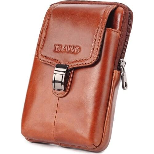 Oil Wax Cowhide Security Belt Waist Bag For Men Cell Phone Money Purse Designer Fanny Waist Pack Belt Pouch Leisure hanging Bag