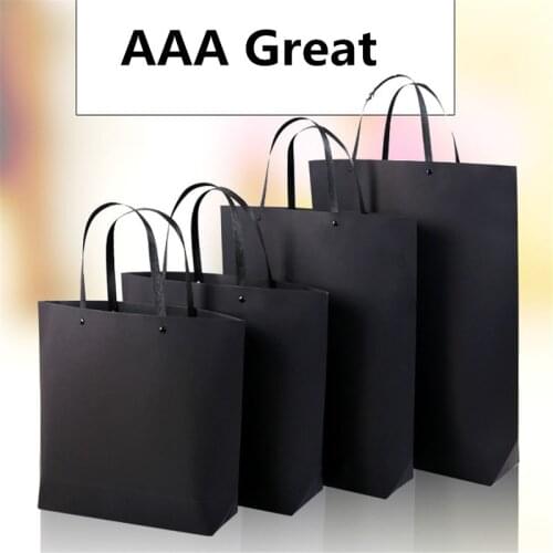 AAA Great Kraft Paper Gift Bag With Handle Black Color Wedding Birthday Party Christmas New Year Shopping Package Bags 10Pcs/Set