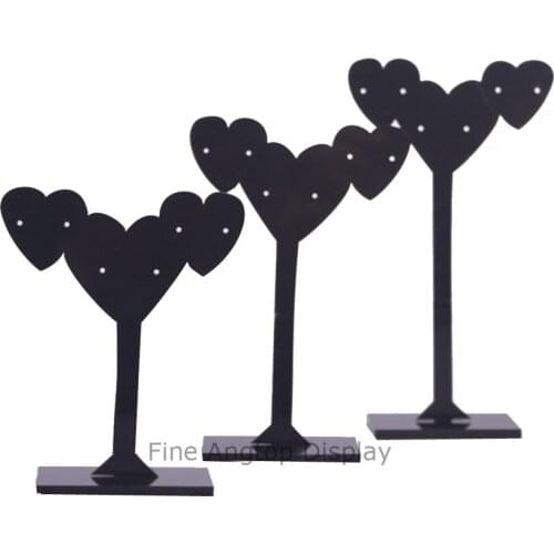 Lot of 3 black acrylic earring display holder set jewelry stud earring display stand earrings display bust showcase heart shaped