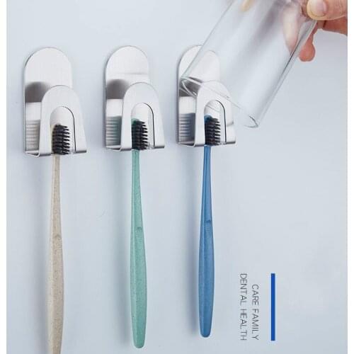 Yooap New hot sale home bathroom supplies 304 stainless steel toothbrush holder bathroom wall mount free punch toothbrush holder