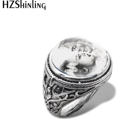 2019 New Traditional Frankenstein And His Bride Vintage Ring Glass Dome Cabochon Rings Handmade Jewelry