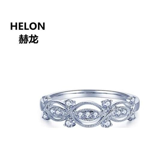 Solid 10k White Gold 0.1ct SI/N Natural Diamonds Engagement Wedding Ring Women Party Anniversary Antique Vintage Ring
